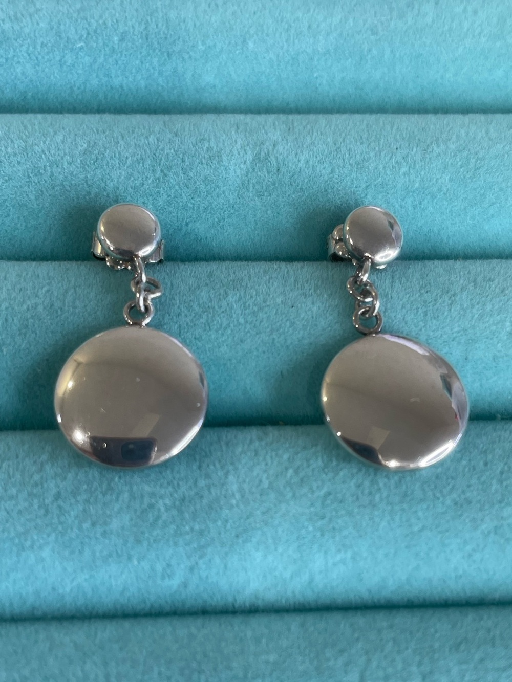 Tiffany Vintage Classic Silver Drop Disc Earrings